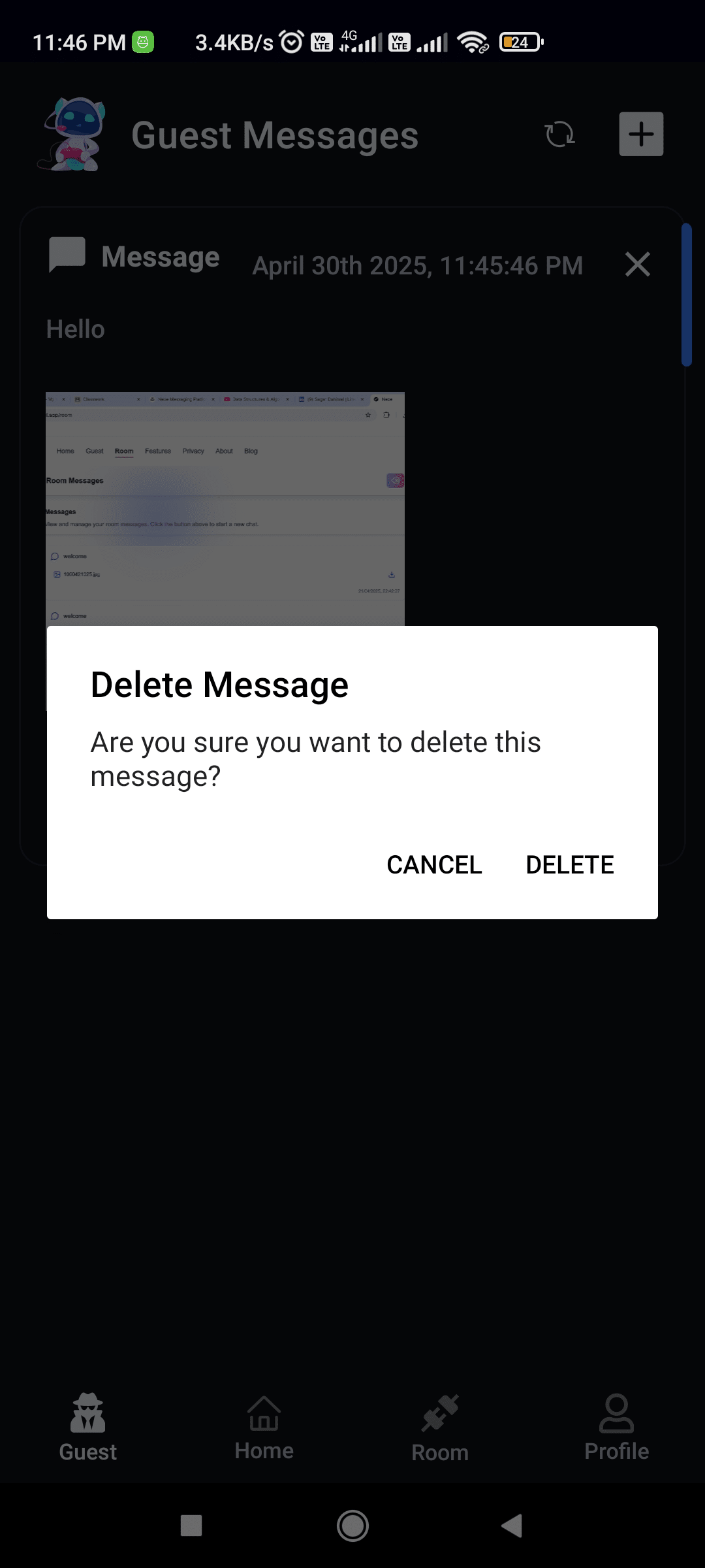 Delete or Forward Message in App - Step 3