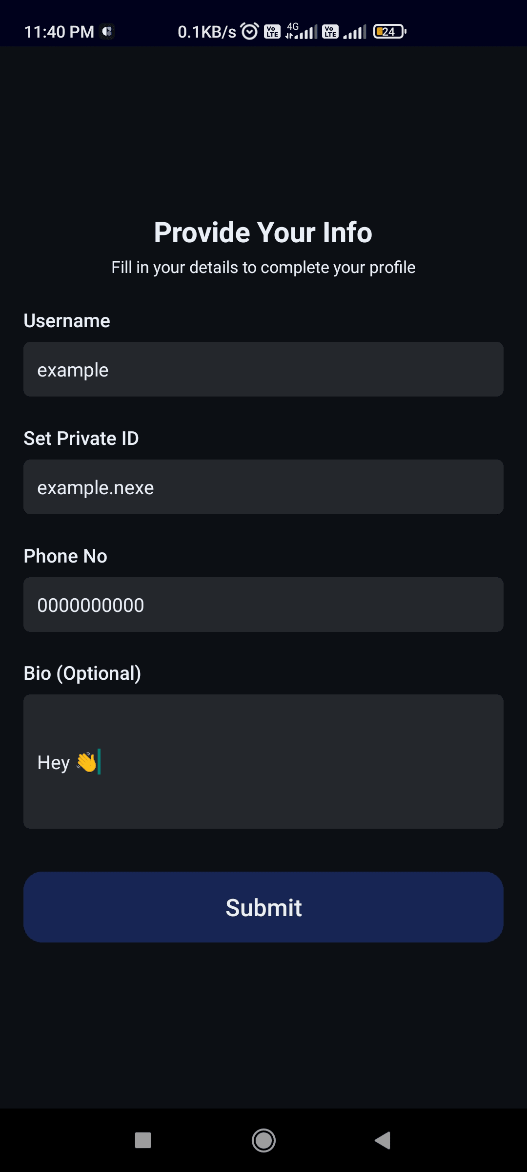 Setup Nexe Account - Step 4
